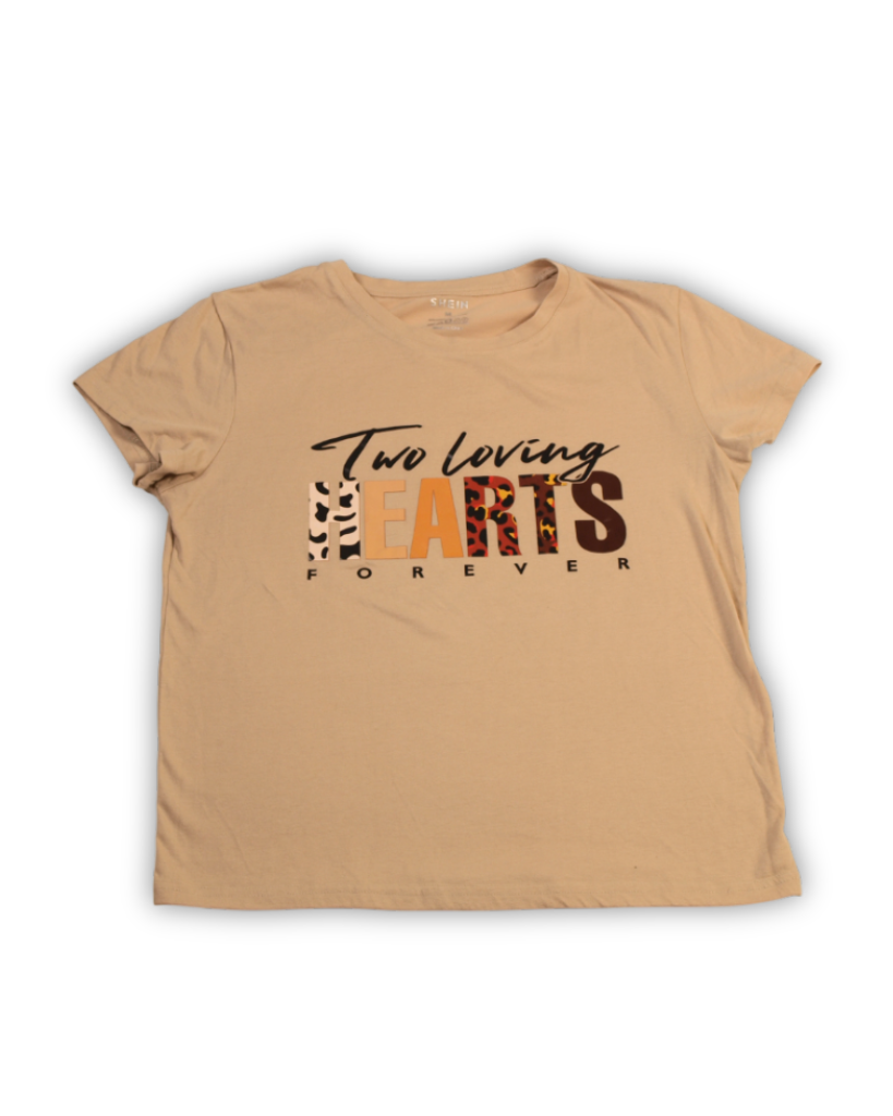 Beige T-shirts dames tekst