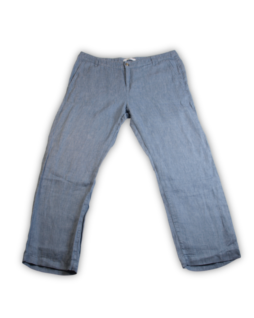 Blauw linnen tweedehands broek