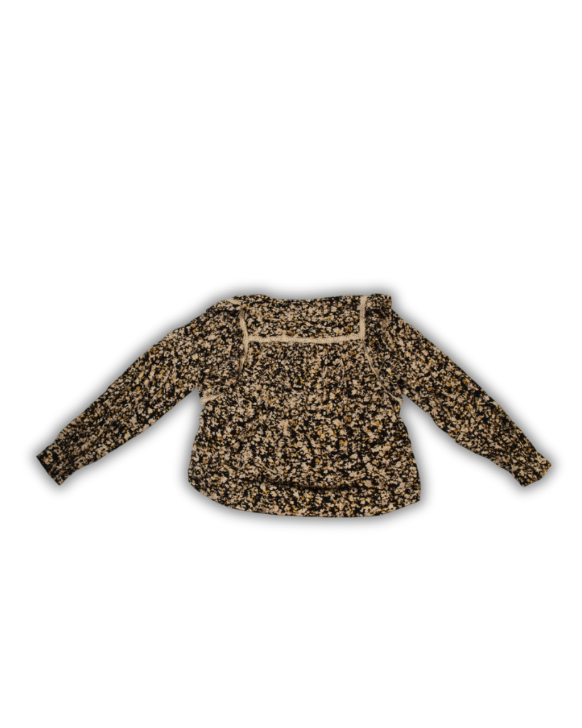 Blouse retro print geel