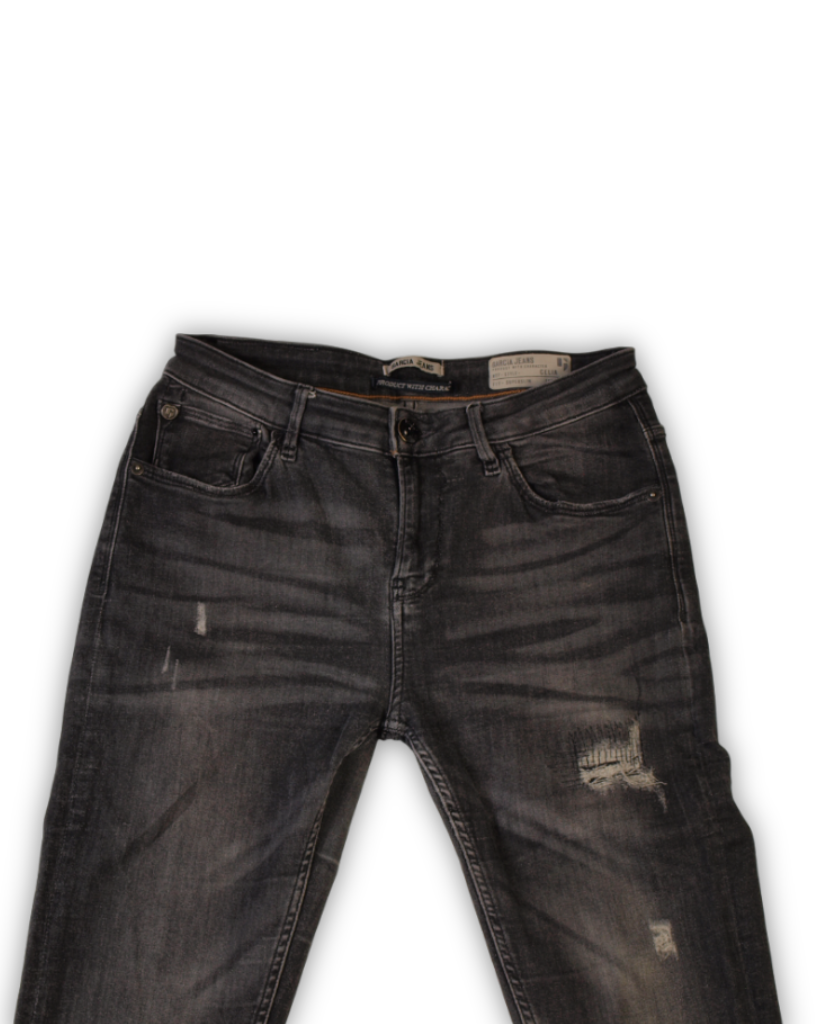Donker grijs ripped pre loved jeans
