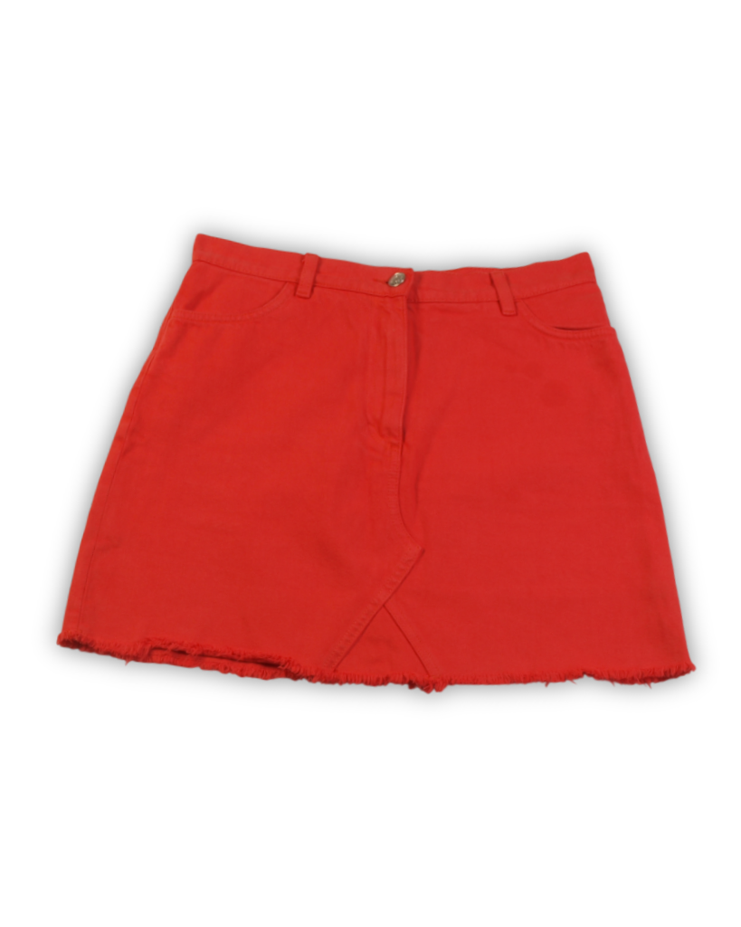 Tweedehands rok rood denim