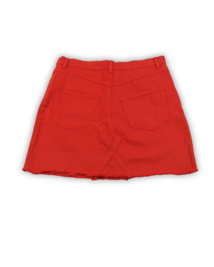 Tweedehands rok rood denim