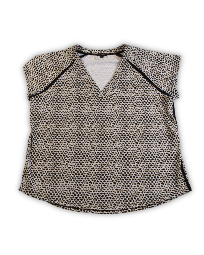 Zwart beige print T-shirts dames