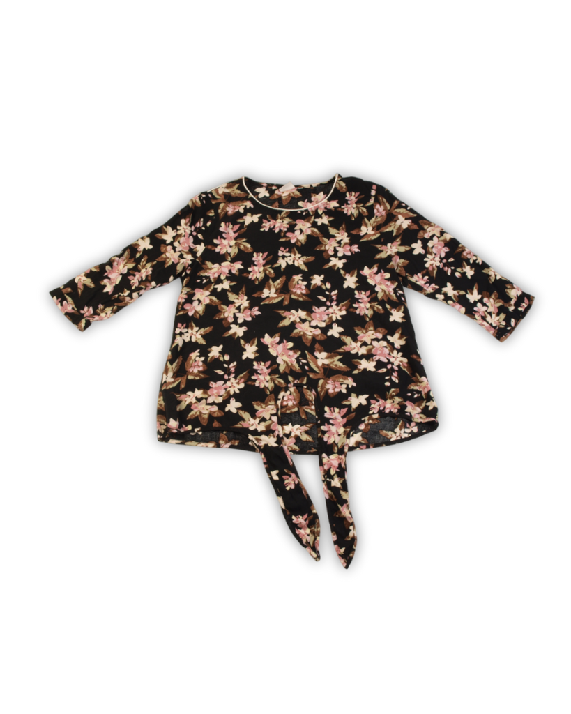 Zwarte blouse retro print