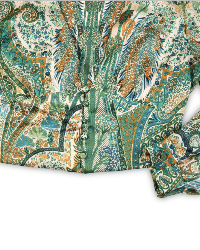 Tweedehands dames blouse groen print