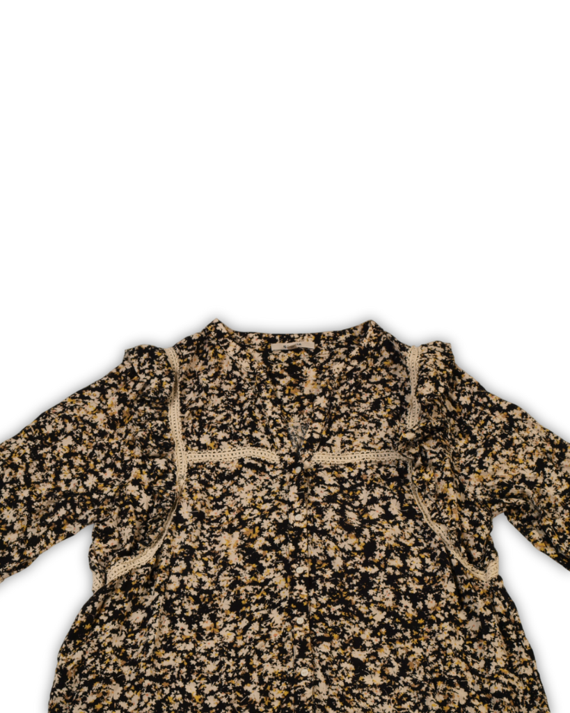 Pre owned blouse retro print geel