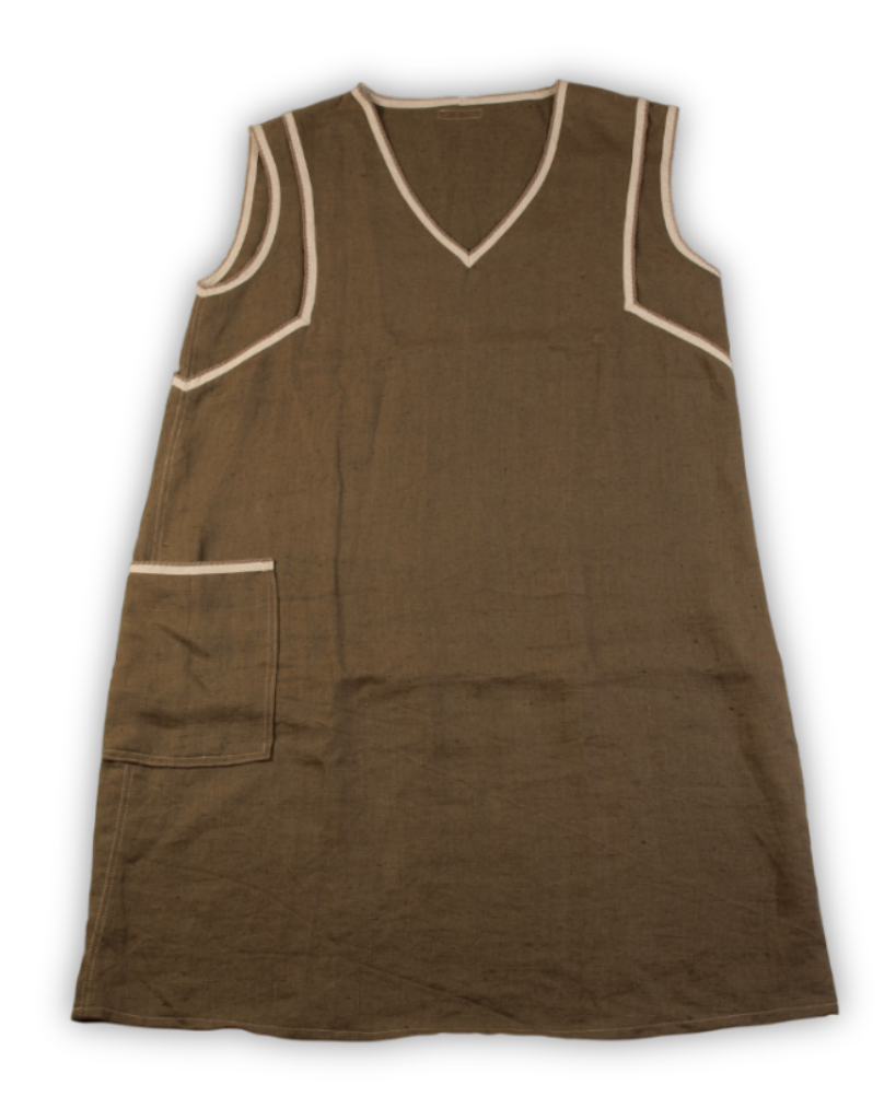 Groen linnen tweedehands jurk