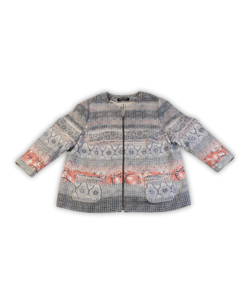 Retro vest dames blauw print