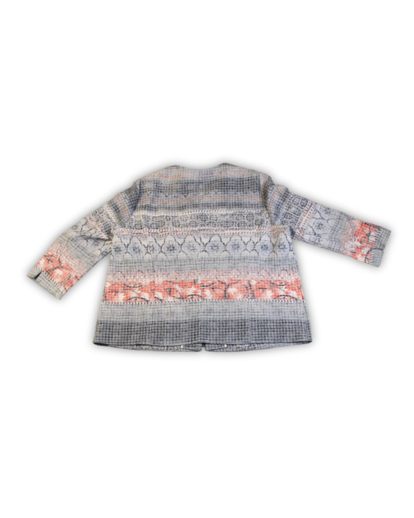 Retro vest dames blauw print