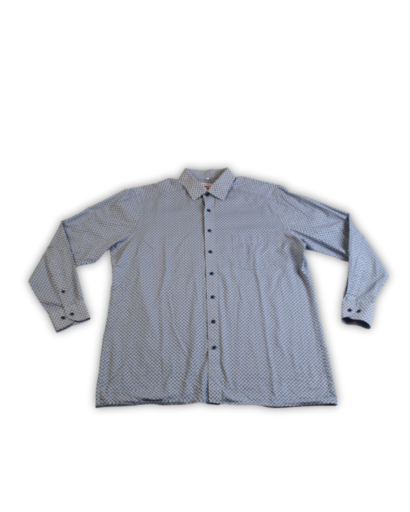 Tweedehands overhemd blauw bruin print