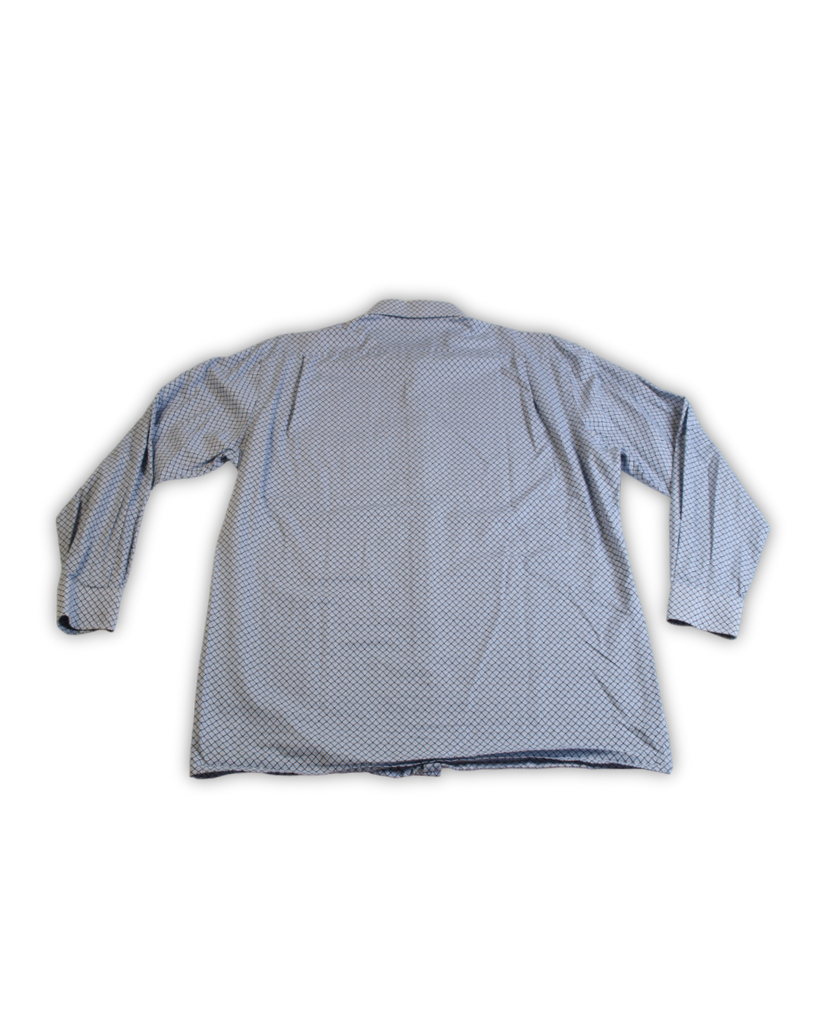 Tweedehands overhemd blauw bruin print