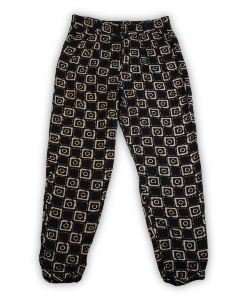 Zwart wit print tweedehands broek